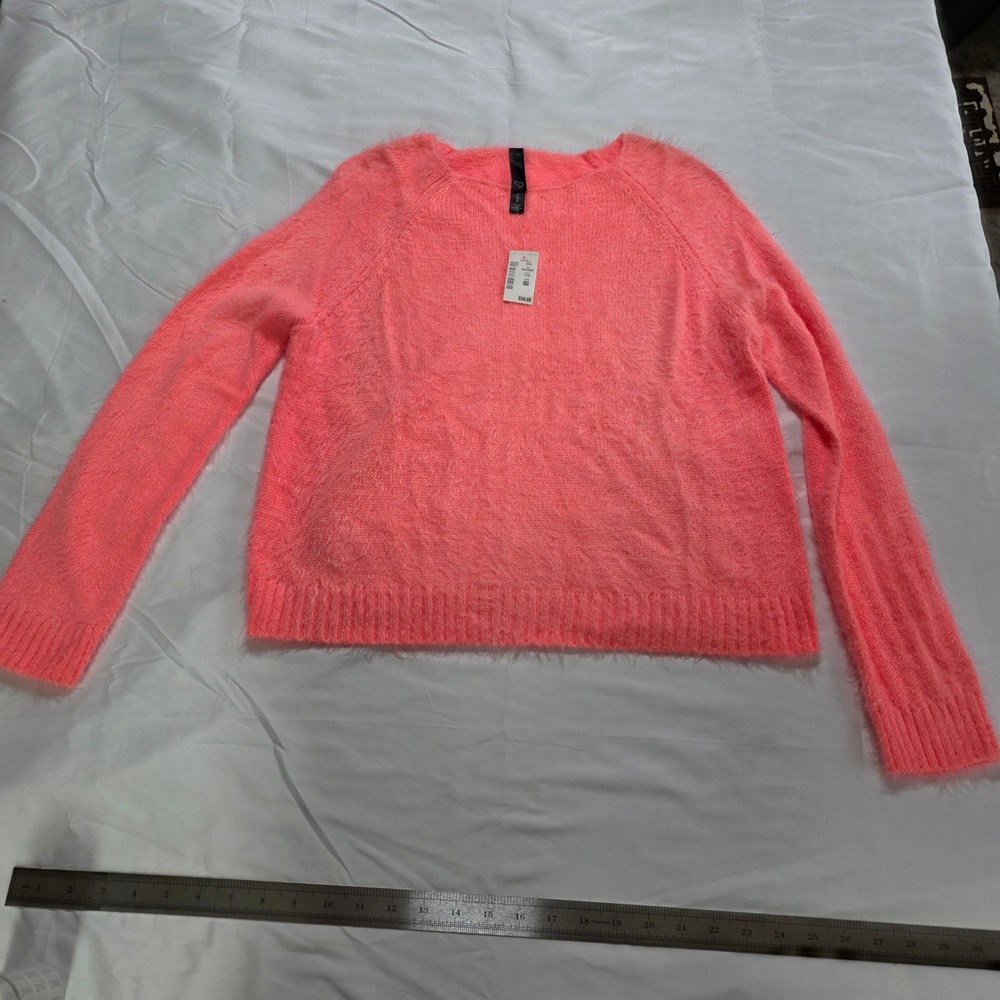 Live Love Dream Neon Pink Fuzzy Eyelash Knit Sweater Large 7165 New